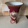 Tester Ornate Porcelain Burgundy Red/ Gold 10.5" handpainted Vase Image 3