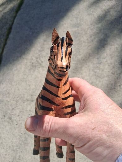 Mid Century Leather 11 Inch Zebra and Foal (Handpainted )