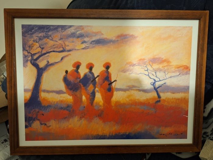 Large framed Tony Hudson print of Zulu women