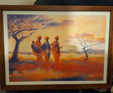 Large framed Tony Hudson print of Zulu women