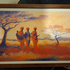 Large framed Tony Hudson print of Zulu women