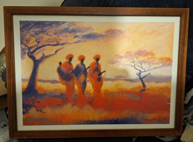 Large framed Tony Hudson print of Zulu women