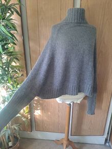 Made in Italy grey cape turtleneck jumper