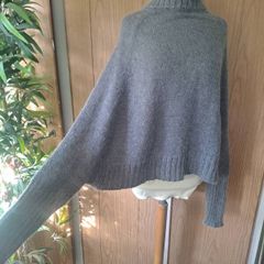 Made in Italy grey cape turtleneck jumper
