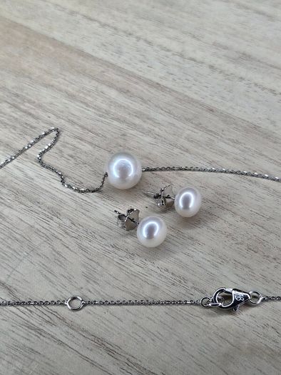 Honora Collection Sterling Silver 925 Cultured Pearl Necklace & Earrings Jewelry Set with Box