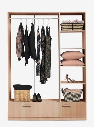 Wardrobe ELLESTED 144x200 3 door 2 drawer l. oak colour