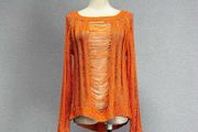 Designer Distressed Knit Sweater Size M