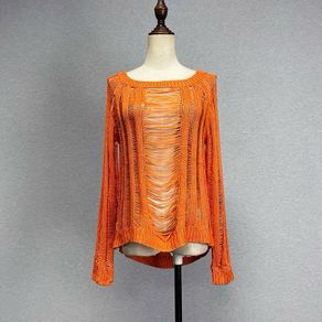 Designer Distressed Knit Sweater Size M
