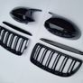 BMW 3 Series E90 E91 Pre-Lci Kidney Grilles & Mirror Covers Set Brand New Image 2
