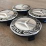 Black-Silver 75mm Mercedes wheel Caps 4pcs A1714000025 Image 2