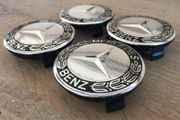 75 mm Mercedes wheel Caps 4pcs Black Silver
