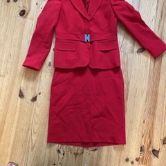 red skirt suit Anne Klein