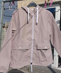Blush Grape Pink and White Raincoat Jacket