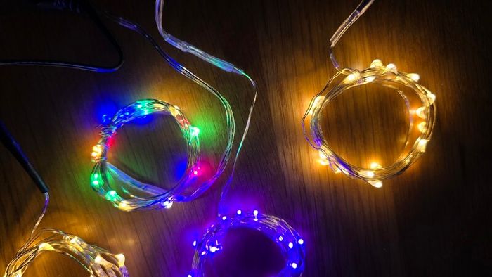Fairy lights - USB connection - 2x warm white, purple, RGB