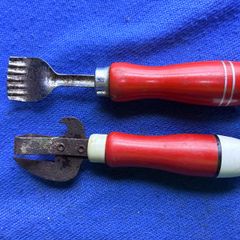 Vintage tin opener and butter curler
