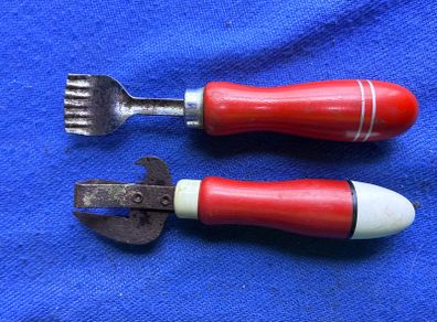 Vintage tin opener and butter curler