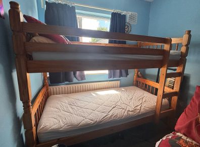 wooden bunk beds