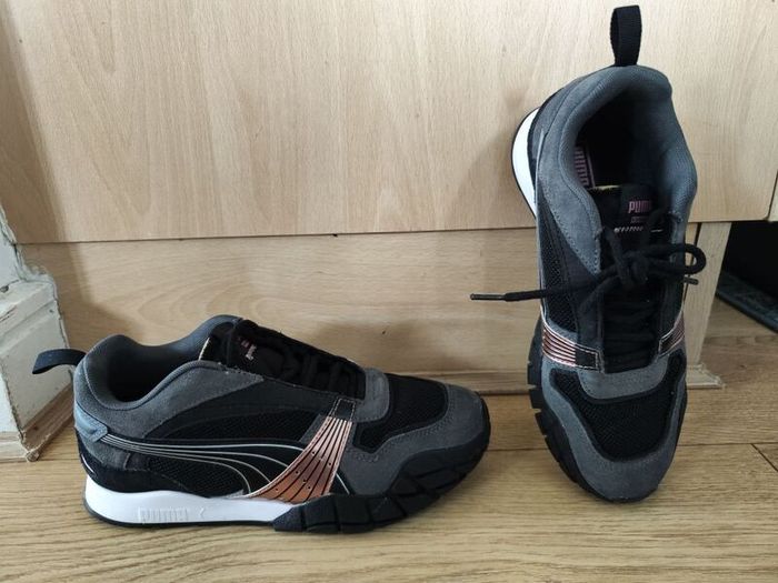 Puma Chunky Trainers UK 5 EU 38 Black Grey Pink Lace Up Sneakers Women