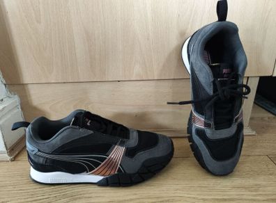 Puma Chunky Trainers UK 5 EU 38 Black Grey Pink Lace Up Sneakers Women