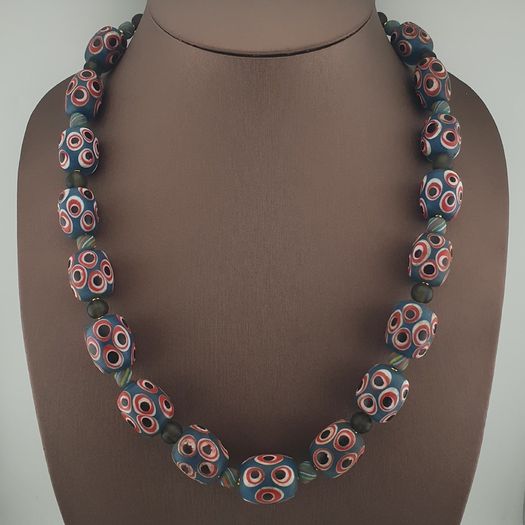 Antique Venetian Style Thousand Eye Glass Big Beads Necklace