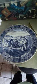 Vintage Delft Blauw Chemketa 13 inches Wall Plate -Les Glameuses n. F. Millet