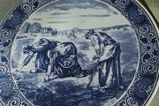 Vintage Delft Blauw Chemketa 13 inches Wall Plate -Les Glameuses n. F. Millet