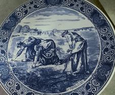 Vintage Delft Blauw Chemketa 13 inches Wall Plate -Les Glameuses n. F. Millet