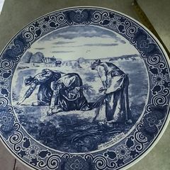 Vintage Delft Blauw Chemketa 13 inches Wall Plate -Les Glameuses n. F. Millet