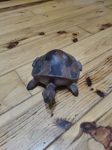 hand crafted wooden turtle