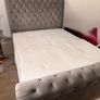 Luxury Grey Velvet Chesterfield-Style Bed with mattress Image 3