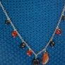 Vintage Sterling Silver 925 Bold, dramatic , silver, onyx, jasper necklace "NIGHT FIRE" 11,2g L-11" Image 2