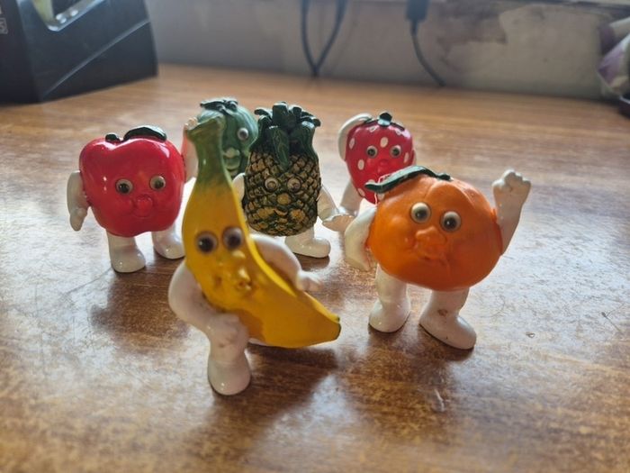 Tiny Fruit People Rare Find Vintage 6x Ceramic Figurines
