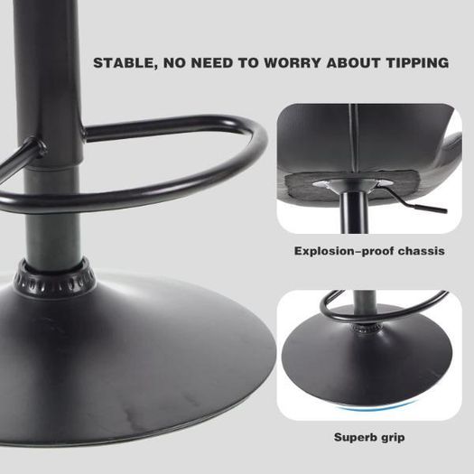 2x Modern Adjustable Swivel Bar Stools Kitchen Chairs, Faux Leather, Black