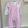 Baby Girls Pink & White Long-Sleeved Top & Dungarees , Age 9-12 months / EU 74cm. Image 8