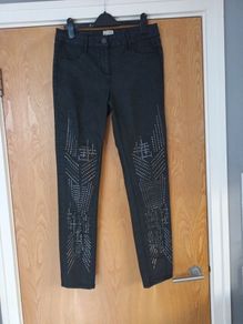 River  Island  (Original Design) Black Coated  Jeans. S.14R.