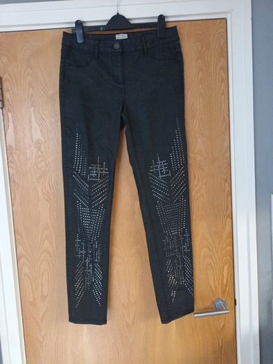 River  Island  (Original Design) Black Coated  Jeans. S.14R.