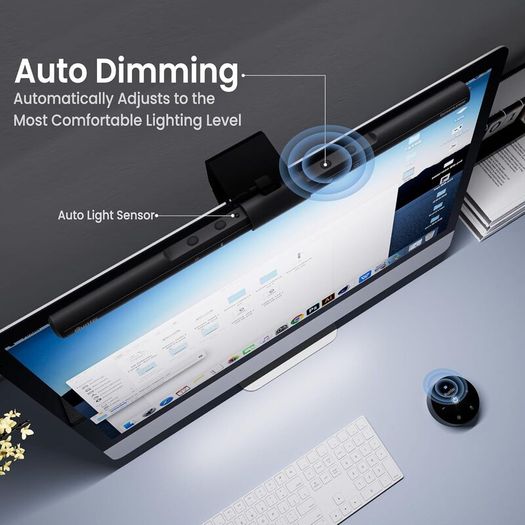 Quntis Wireless Monitor Light bar with Remote & Touch Control, 40cm PC Curved Computer Monitor Lamp Auto Stepless Dimming and Color Temperature, Eye Protect Desktop PC Screen Anti-Blue Light Bar [Energy Class A]