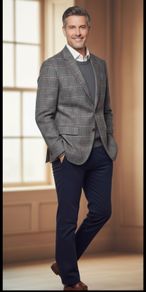Top French Designer Cerruti 100% Men's Wool Plaid Sports Jacket