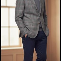 Top French Designer Cerruti 100% Men's Wool Plaid Sports Jacket
