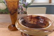 REDUCED!! 3 pieces of Davidson vintage amber cloud glass