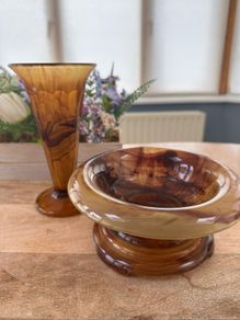 3 pieces of Davidson amber cloud glass