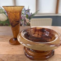 3 pieces of Davidson amber cloud glass