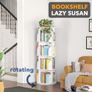 4-Tier Rotating Bookshelf Tower, Spinning Lazy Susan, 360 Revolving Bookshelf Storage, Round Carousel, Vertical Turntable Spiral Corner Organizer, White Image 4