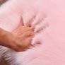 Faux Sheepskin Rug,Soft Fluffy Rug for Bedroom Floor Sofa Living Room Area Rug Rectangle (Pink, 27.5 x 53.1 inch) Image 2