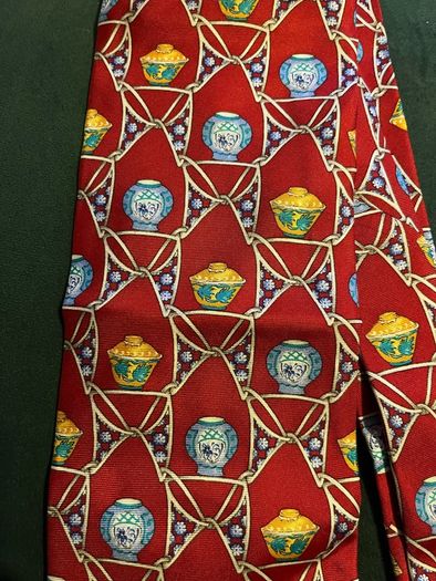Vintage Silk Tie Vase Motif