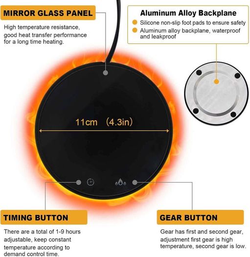 Coffee Mug Warmer, Electric Smart Beverage Mug Warmer Cup Warmer with Touch Tech & LED Backlit Display, Coffee Warmer for Home Office Coffee Mug, Milk-Cup Warmer with 2 Temperature Settings