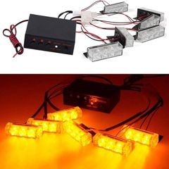 12V Car Grille Strobe Light Head LED Mini Flash lamp Daytime running lights Police Emergency Warning Flashing Signal light
