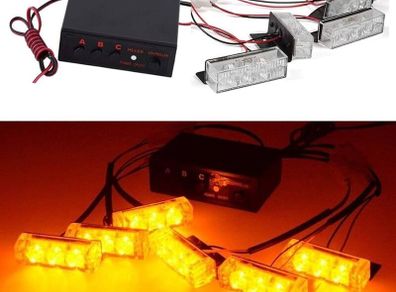 12V Car Grille Strobe Light Head LED Mini Flash lamp Daytime running lights Police Emergency Warning Flashing Signal light