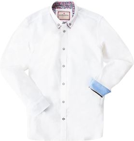 Joe Browns Men's Shirt Classic White Double Collar and Floral Pattern, Long Sleeve, Button Down Size XXL