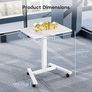 Mobile Standing Desk with 4 Rolling Castors Height Adjustable Desk on Wheels Portable Stand Up Desk Over Bed Table for Living Room Medical Use Space Saving White Image 2